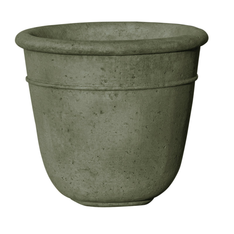 Pot à fleurs en pierre Carema, Bronze cuivré, H 13,75 po x l 16 po x P 16 po