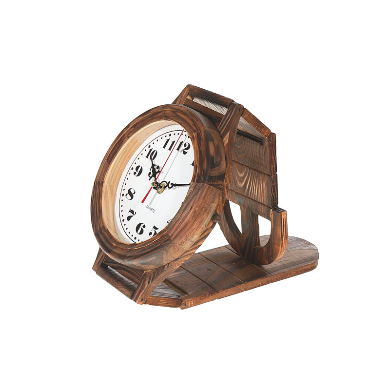 Horloge de table en bois brun