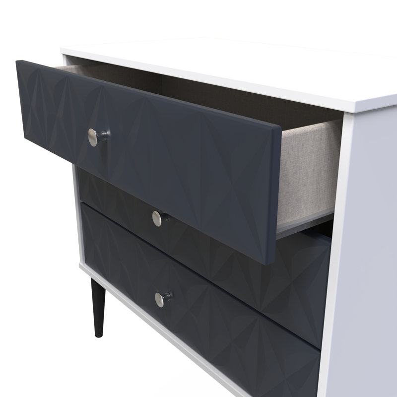 Carnlea 77 cm W Chest of 3 Drawers, Blue