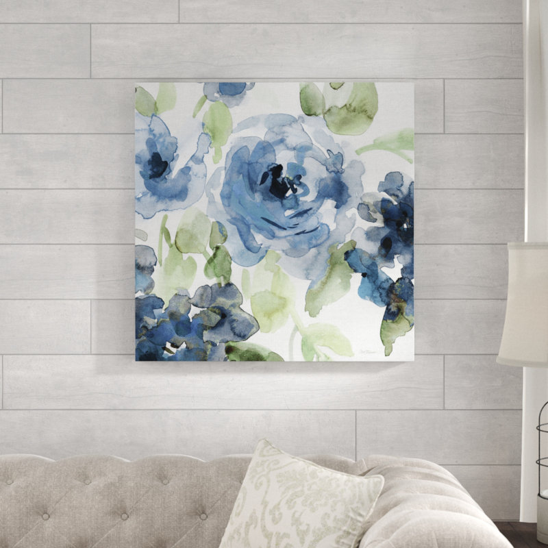 « bells blue ii indigo », reproduction de peinture à l’acrylique sur toile tendue, H 30 po x l 30 po x P 1,5 po