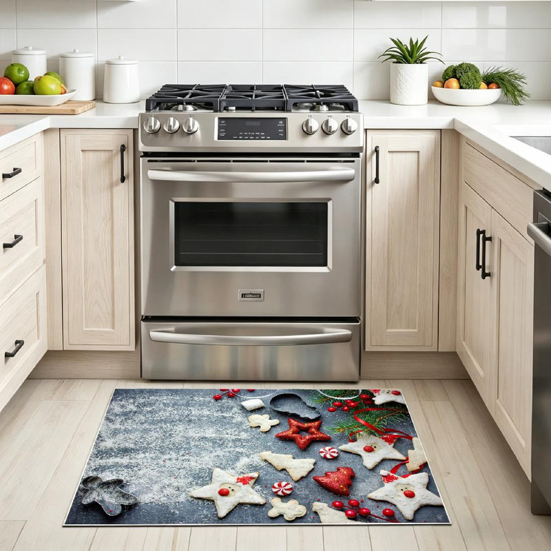 Tapis transparent transparent lavable à la machine, friandises de Noël, Rectangle 32 po x 47 po