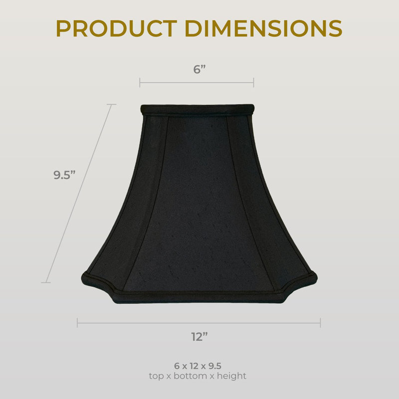 Royal Designs, Inc. BSO-714-12BLK/GL-2 Square Inverted Corner Bell Basic Lamp Shade, 6 x 12 x 9.5, Black with Gold, 2-Pack