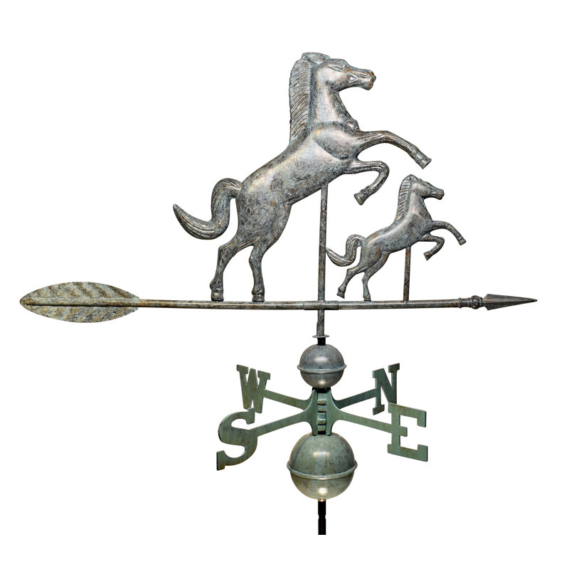 Girouette cheval et colt, Vert-de-gris