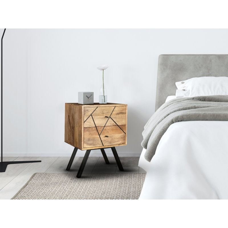 Saul 40cm W Solid Wood Bedside Table