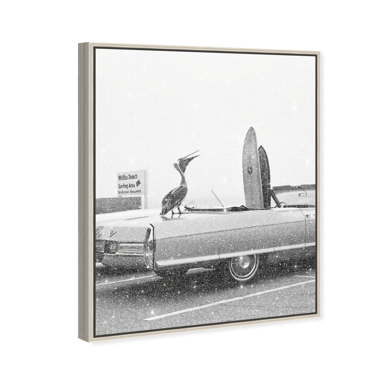 Pelican Speaks Canvas Animals Print by Oliver Gal, Black Frame, 16 x 20, 17"H x 21"W, Silver Floater Frame