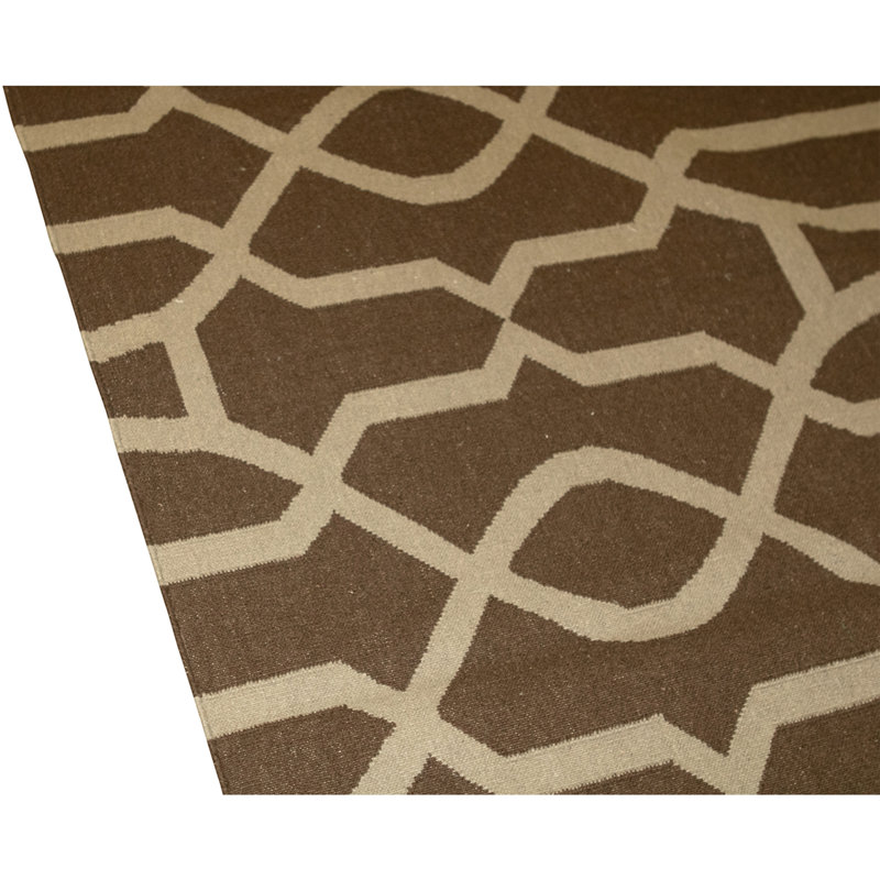 Flatweave Wool Area Rug in Espresso, Rectangle 6' x 8'10"