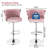 2-Piece Of Pink Bar Chairs: Woven Design Backrest, Adjustable Height, 360 Degree Rotation, Stable Footrest, Circular Metal Base-117306308