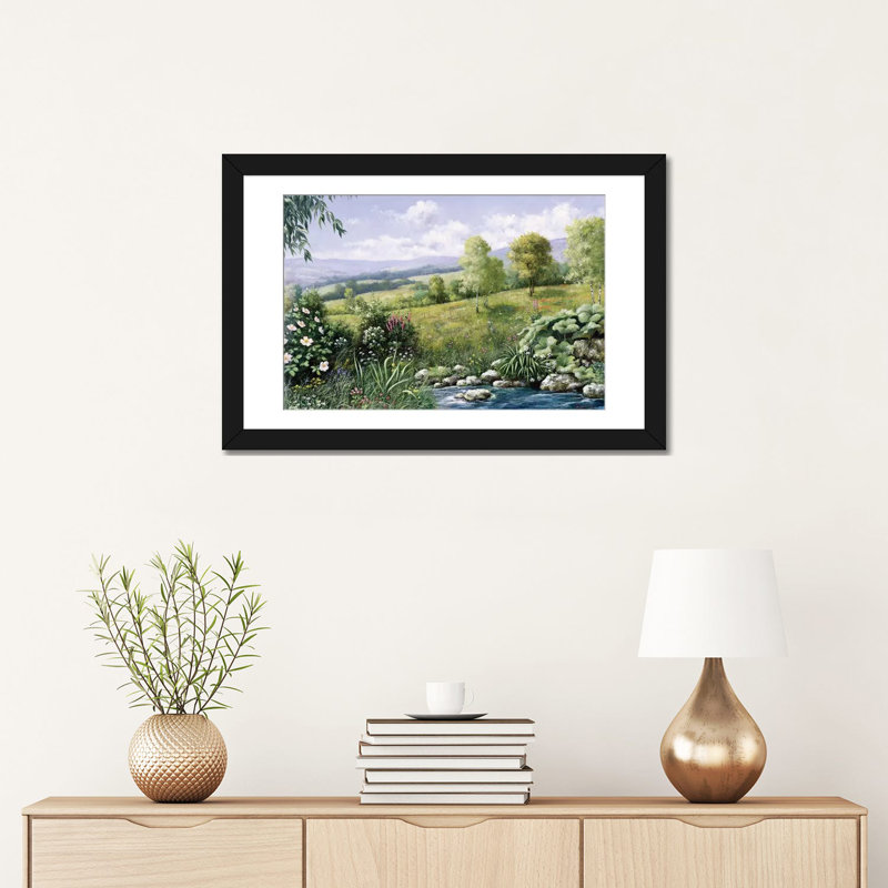 « summer time », impression sur toile, Papier beaux-arts encadré noir, H 24 po x l 32 po x P 1 po, Blanc