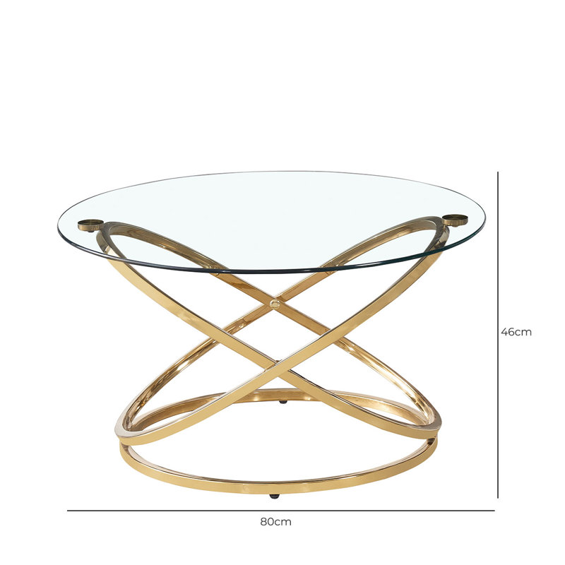 Adal Round Coffee Table for Living Room Furniture, 80cm Metal Centre Table, Gold