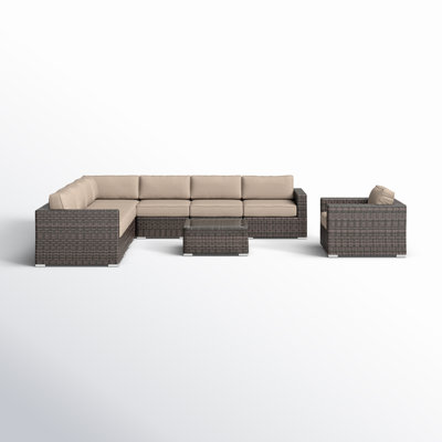 Thorkil Fully Assembled Wicker 7 - Person Seating Group with Cushions