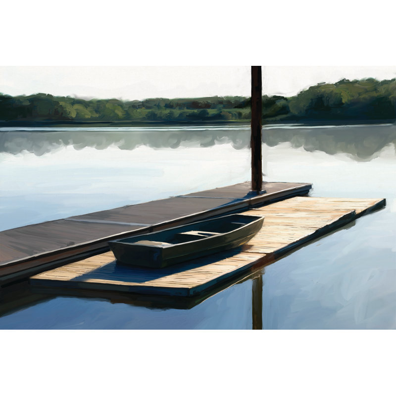 Boat On Lake - Wrapped Canvas Painting, 61cm H x 91cm W x 3.8cm D