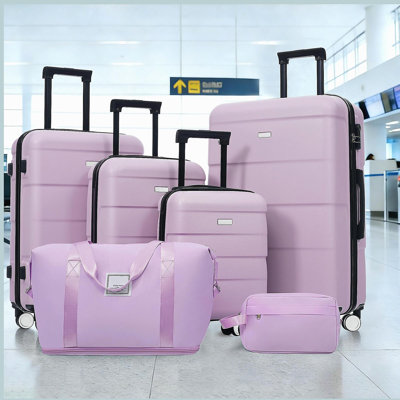 Ensembles de valises rigides 6 pièces avec 2 sacs, valise de transport avec poignée et roues pivotantes doubles verrouillables par mot de passe, bagages légers de 16 po + 20 po + 24 po + 28 po