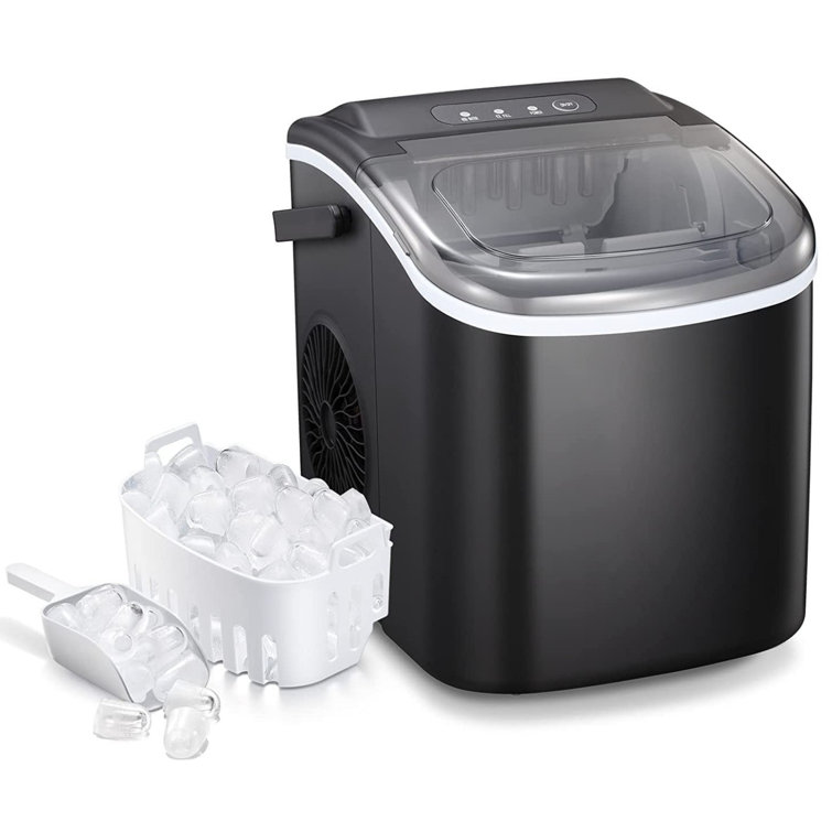 R.W.FLAME 26 lb. lb. Daily Production Bullet Ice Countertop Ice Maker, Self-Cleaning Ice Makers Finish: Black SZ58ZBJ12H