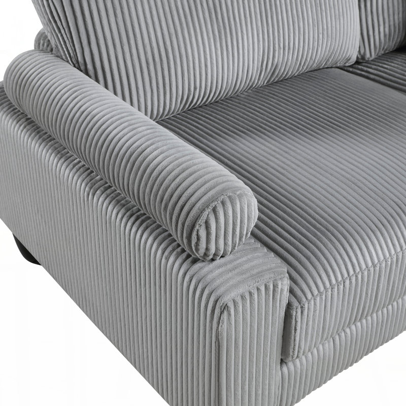 Fauteuil d'angle en velours côtelé gris