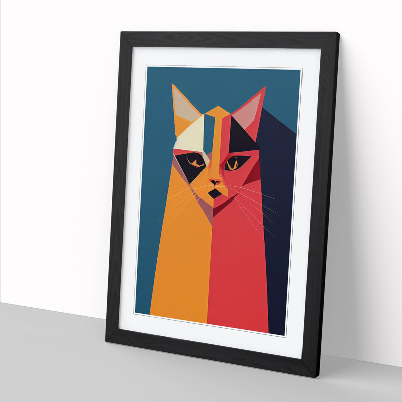 Cat Cubism Vol.1 - Picture Frame Print, Black Framed, 34cm H x 25cm W