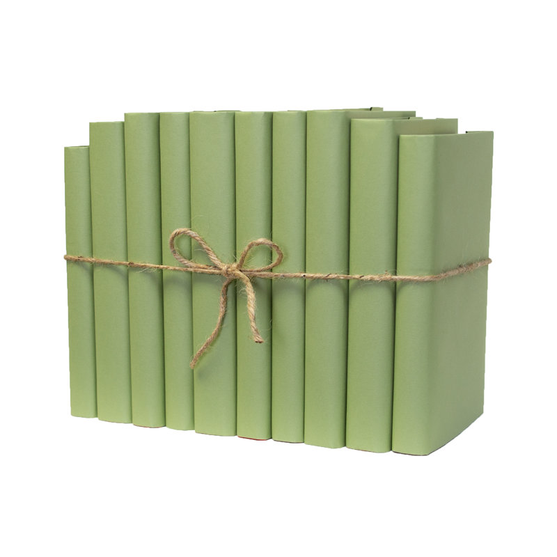 Decorative Books - Willow Paper Wrapped Book Bundle - 1 Foot of Green Books, Pale green