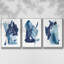 Indigo Collide I, ensemble de 3 toiles encadrées sur toile-97795287-97795288