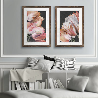 « pastel perroquet tulipes iii » par vincent van gogh, ensemble de 2 reproductions d’art sur cadre photo