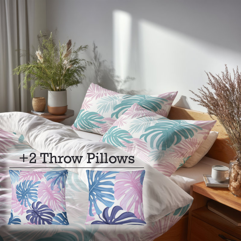 Ensemble de 6 édredons Tropical pour ados - Ensemble de literie Vibrant Teen Tropics, Queen Comforter + 5 Additional Pieces