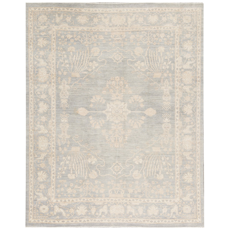 Sultanabad Hand-Knotted High-Quality Light Blue Area Rug