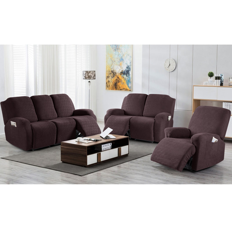 Housse de fauteuil inclinable avec poches 1-2-3, Chocolat / Brun