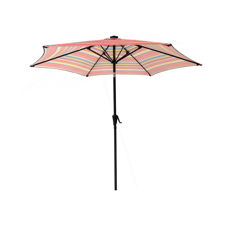 Parasol 9 pi avec lumière, Rayures rouges