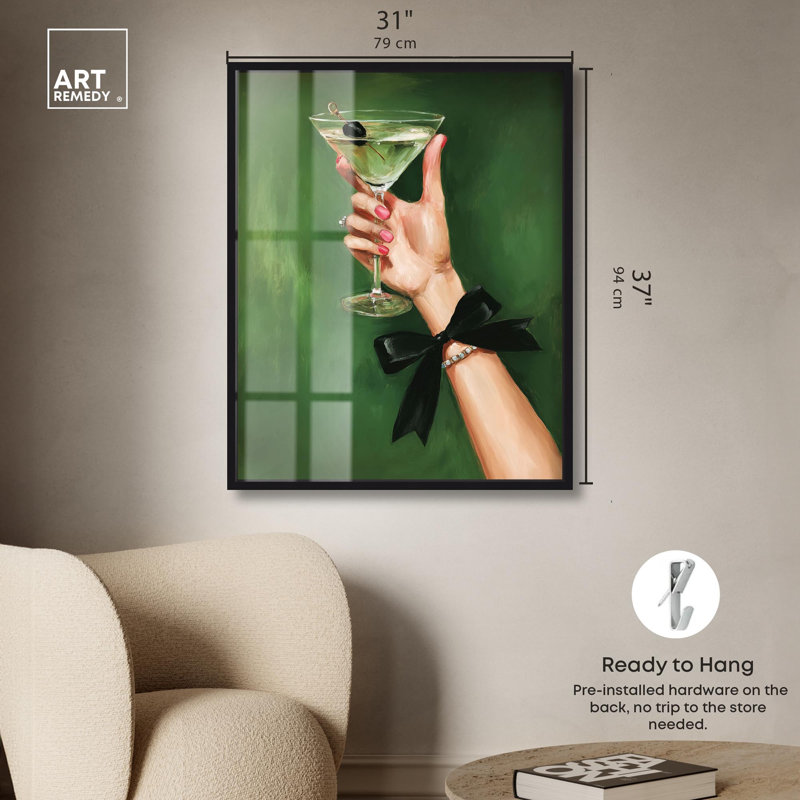 «Curated Cocktail I Shadowbox Print» par Art Remedy, H 37 po x l 31 po, Noir