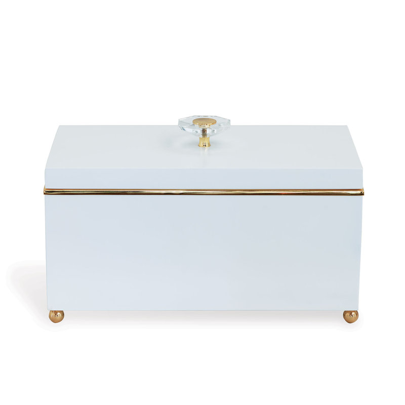 Naples Decorative Box, White/Brass