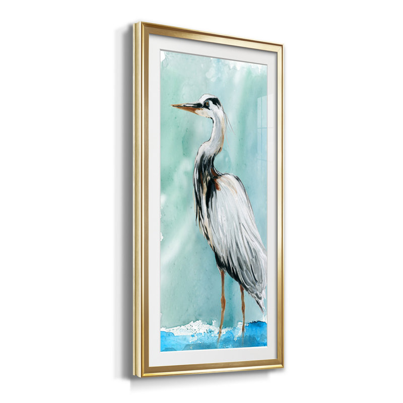 " Delray Crane II ", Gold, 14.5" H x 26.5" W x 1.5" D