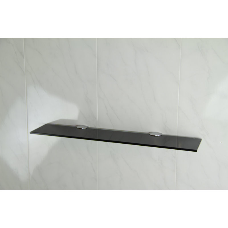 Fanniemae Glass Floating Shelf with Adjustable Shelves, Black, 0.6cm H x 50cm W x 10cm D