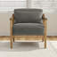 Fauteuil d'appoint à accoudoirs en bois massif avec coussin lombaire Syrova - Style Mid-Century moderne pour un décor de salon confortable-260361250