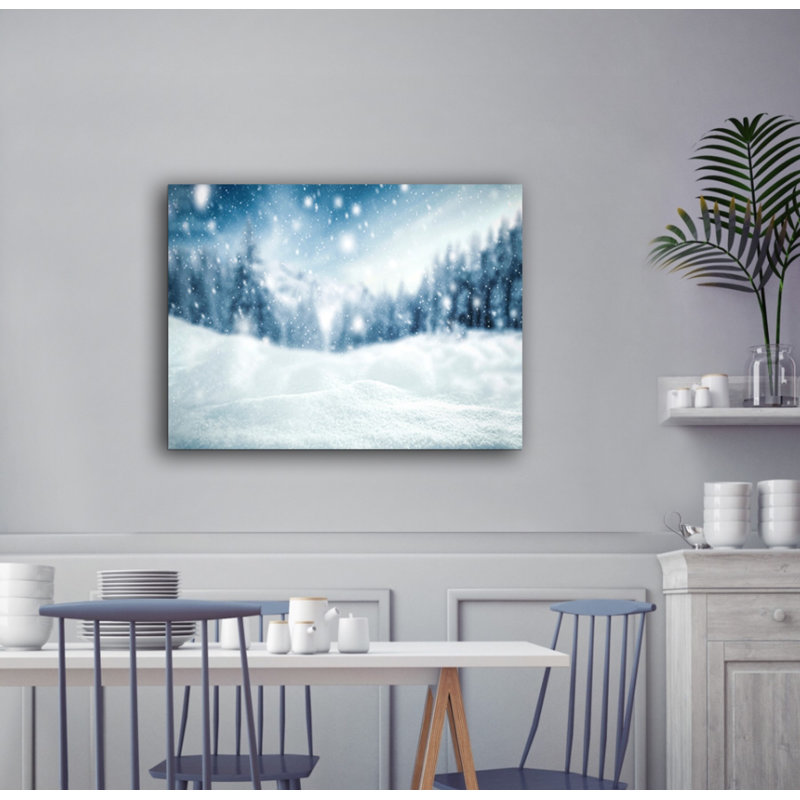 Toile des Fêtes, jour de neige, H 16 po x l 20 po x P 1 po