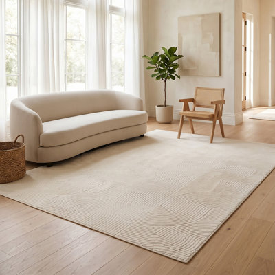 Elion Modern Machine Washable Cream Area Rug