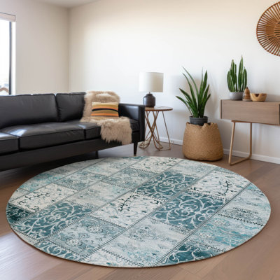 Washable Floral Indoor / Outdoor Rug