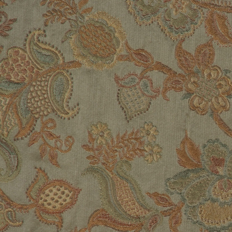 Allure Floral Fabric, Gray/Cooper