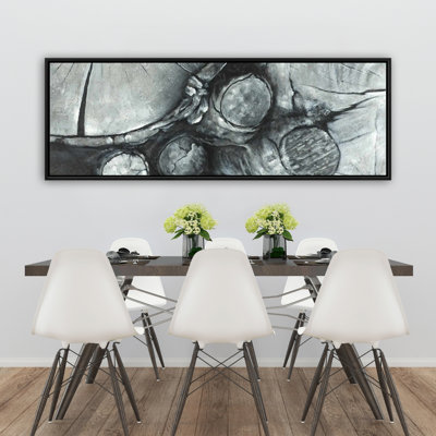 Textured Wooden Logs - Black Framed Canvas for Home Decor