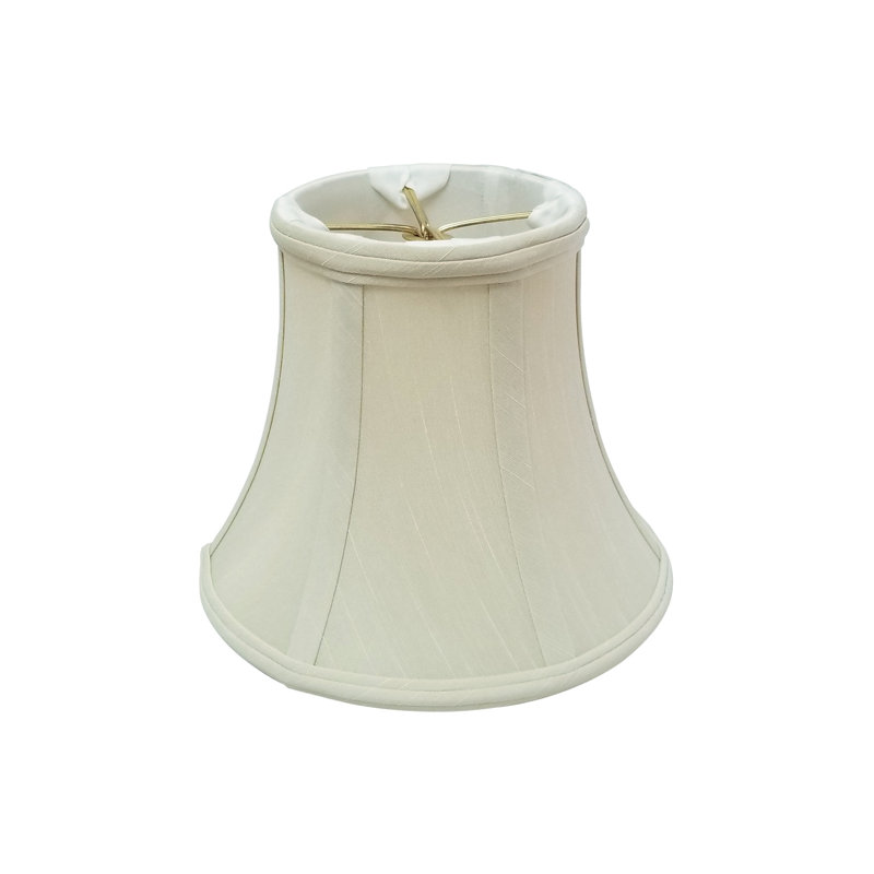 Abat-jour cloche en soie / shantung (à pince), Beige / Blanc cassé, H 7,25 po x l 8 po x P 8 po