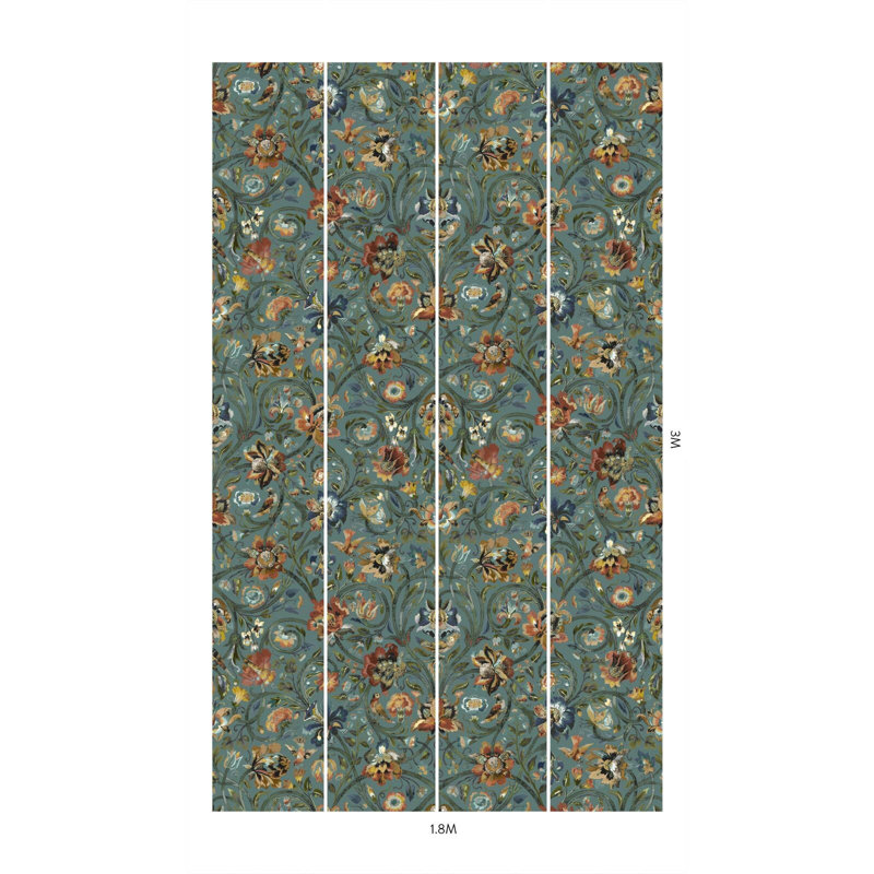 Gaia 9.84" L x 70.87" W Wallpaper Roll, Prussian Blue