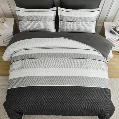 7-Piece Boho Striped Comforter Set - Soft Microfiber All Season Bedding Set
