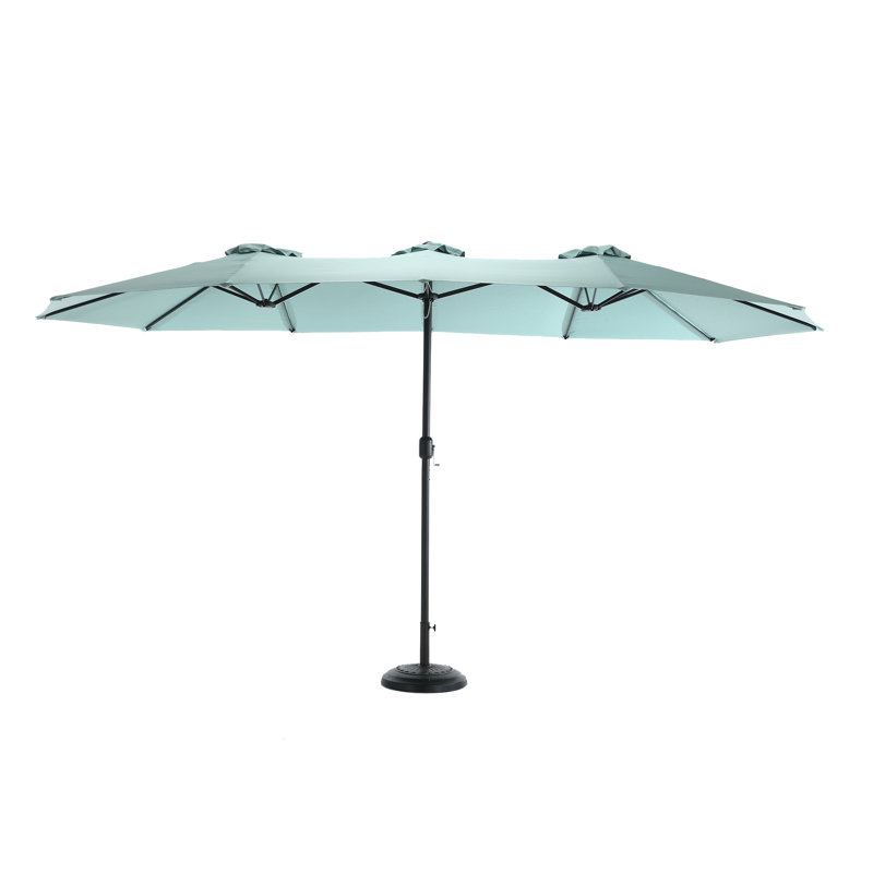 Parasol extérieur à double face de 14,8 pi avec manivelle, grand auvent rectangulaire pour plus d'ombrage et de durabilité