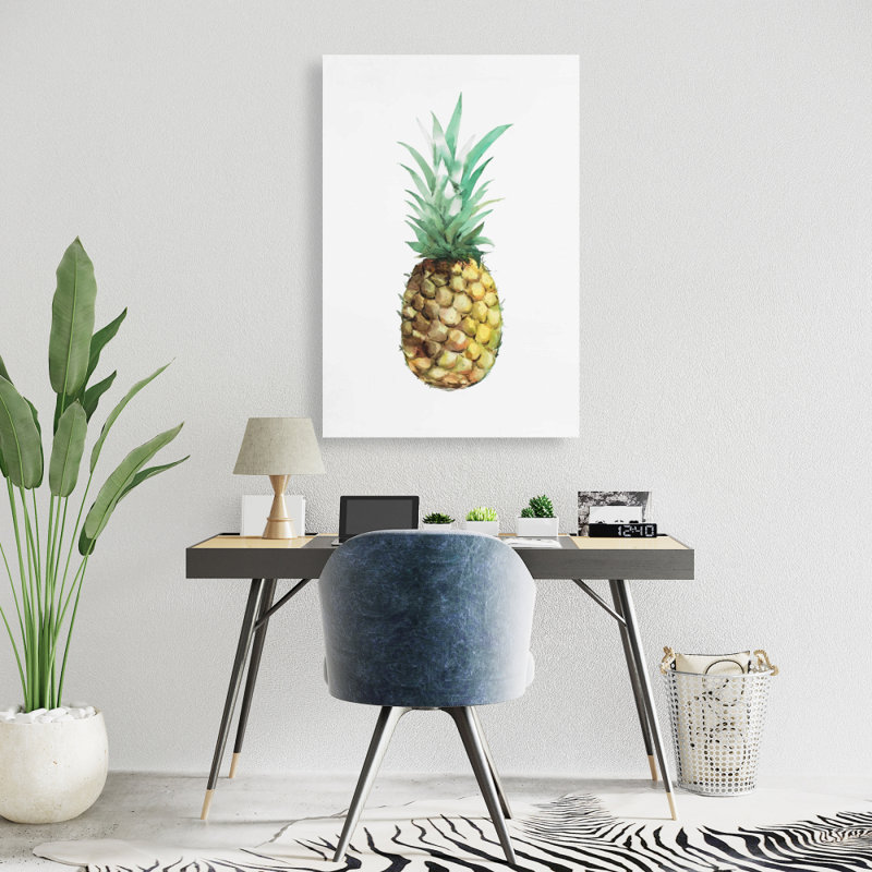 Aquarelle ananas - Toile exotique brune pour la décoration intérieure