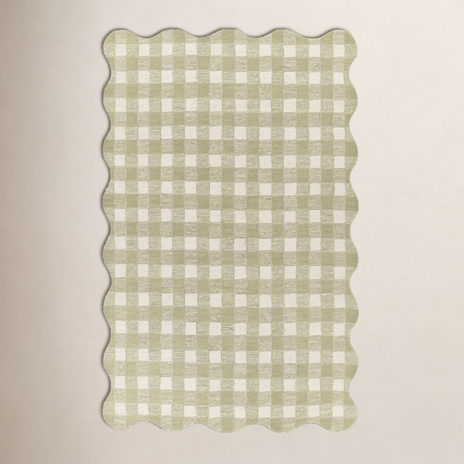 Lola Green Hand-Tufted Plaid Wool Rug, Rectangle 8'10" x 11'10"