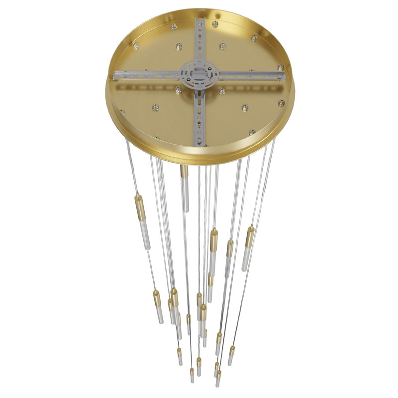 Boa Elegance 21-Light Cluster Pendant in Brushed Brass with Glass Tubes