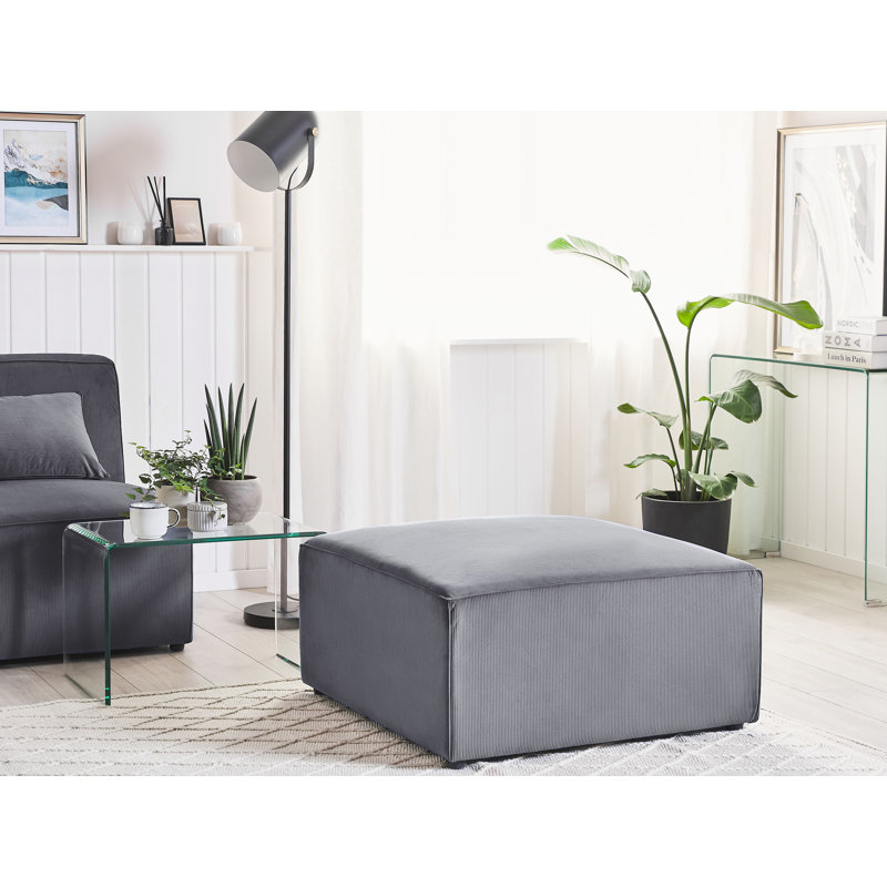 Basinger 83cm Wide Square Standard Ottoman, Grey