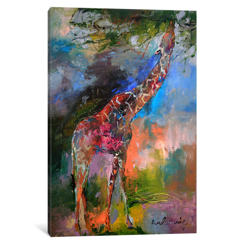 Giraffe by Richard Wallich - Painting on Canvas, No Frame, 66.04 cm H x 45.72 cm W x 3.175 cm D