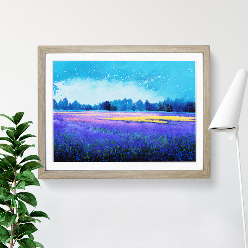 Adventurous Bluebell Field - Single Picture Frame Painting, Oak Framed, 34cm H x 46cm W x 2cm D