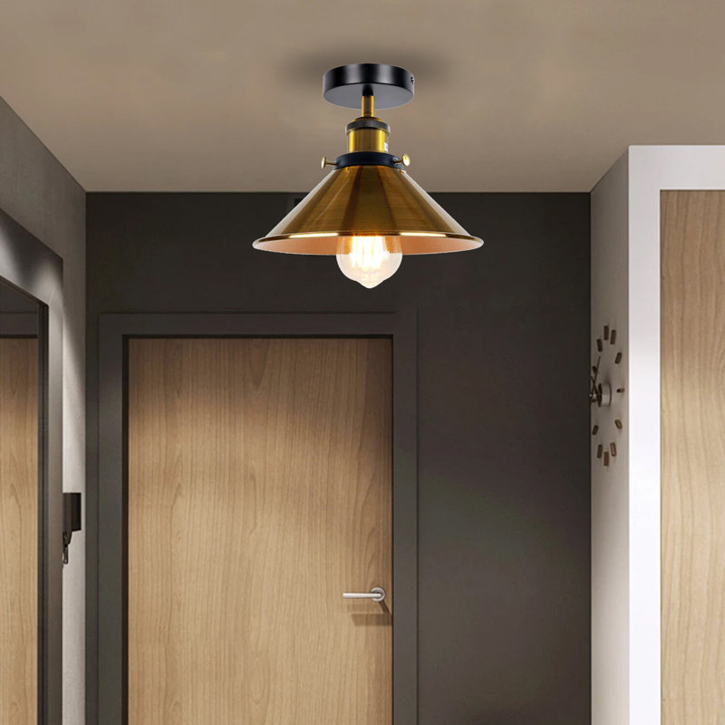 Denzel Semi Flush Mount, Yellow Brass
