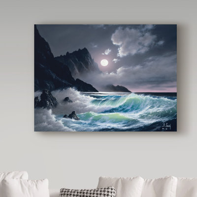 Fikes «Dark Coast Line 1», reproduction de peinture à l'huile sur toile tendue