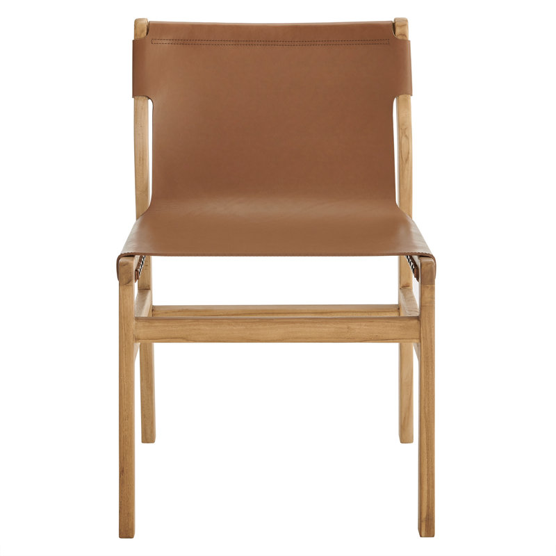 Chaise d'appoint en cuir Sonora, Châtaigne / brun clair