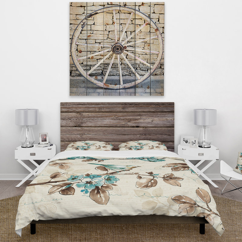 Beige Bird Wings III - ensemble de housse de couette traditionnel - microfibre de polyester